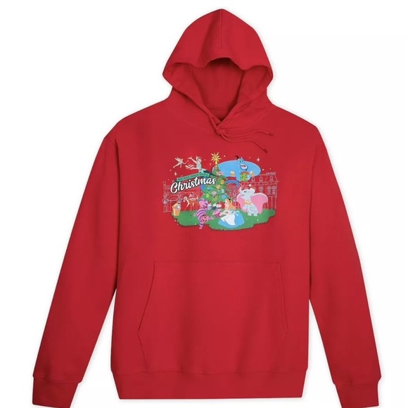 Disney Classic Christmas Holiday Pullover Hoodie  Adults Unisex RED Size M - Picture 1 of 8